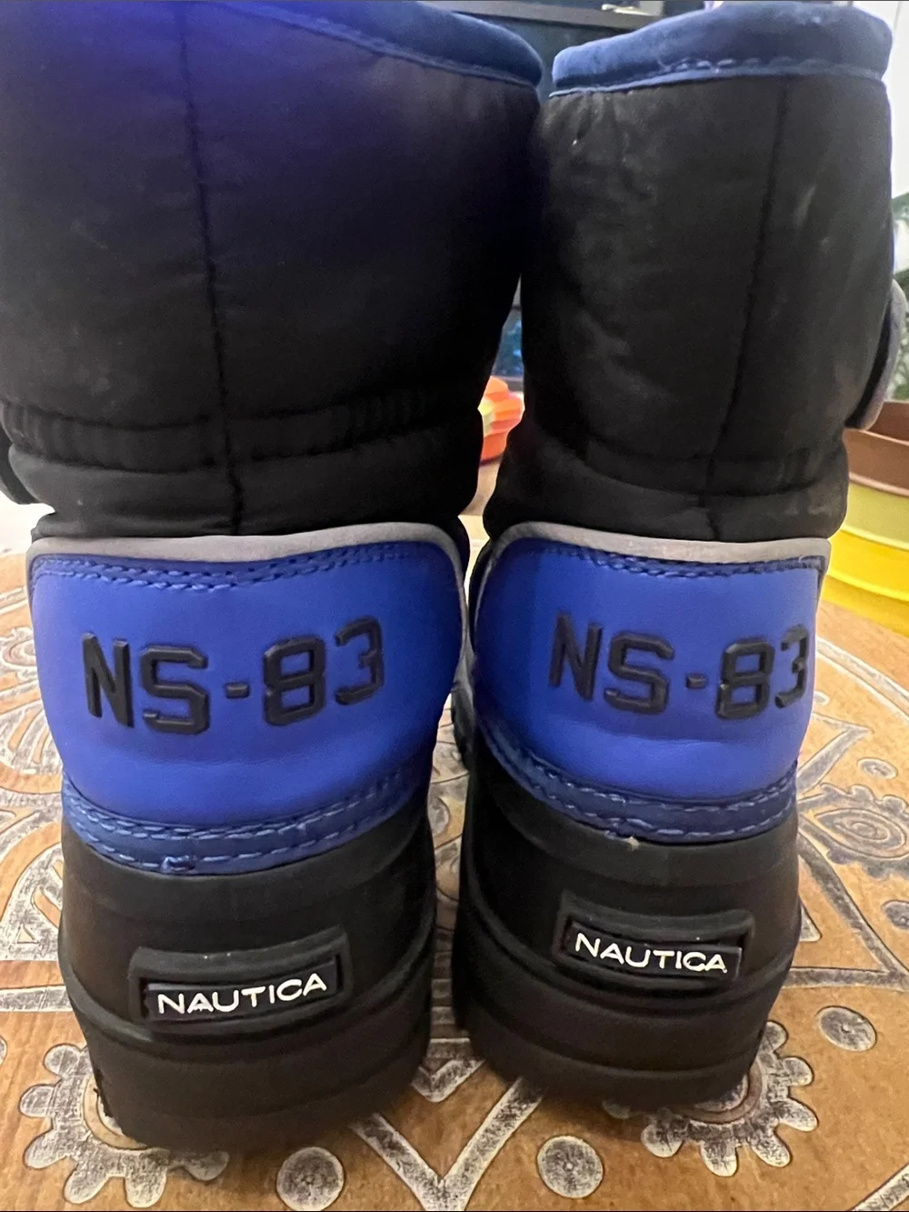 Nautica size 12 Kids Black and Royal Blue and Black Waterproof Winter Boots